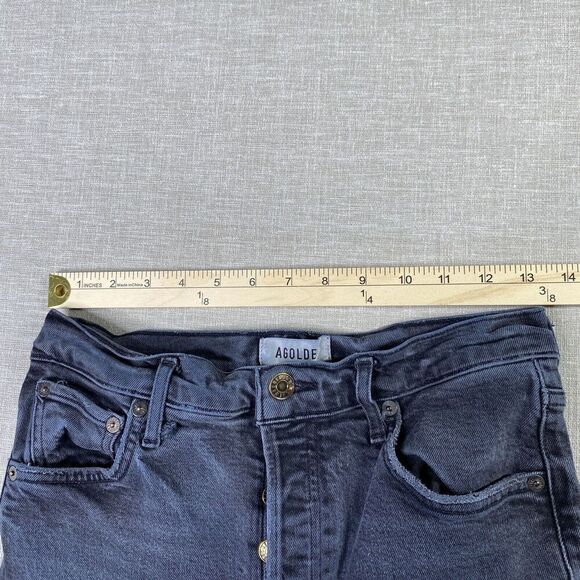 AGOLDE Jeans Womens 27 Faded Black Riley High Waist Straight Crop Button Fly - Picture 13 of 16